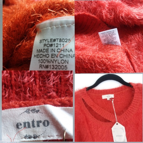 LAST ONE  Fuzzy Pullover Sweater with Strappy Neck - Picture 5 of 6